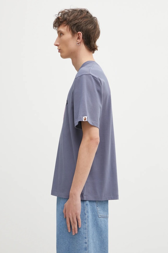 A Bathing Ape tricou din bumbac Milo College Relaxed 2L30110302 gri AW25