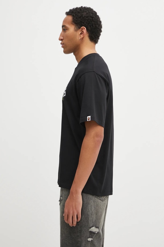 Bavlněné tričko A Bathing Ape Milo College Relaxed 2L30110302 černá AW25