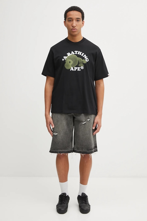 Bavlněné tričko A Bathing Ape Milo College Relaxed 2L30110302 černá