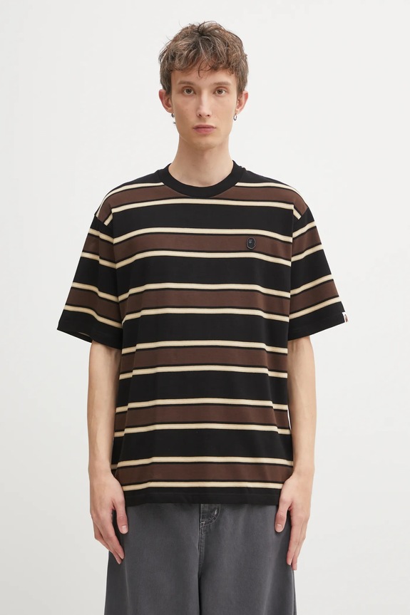 A Bathing Ape tricou One Point Strip bumbac negru 1L30109305