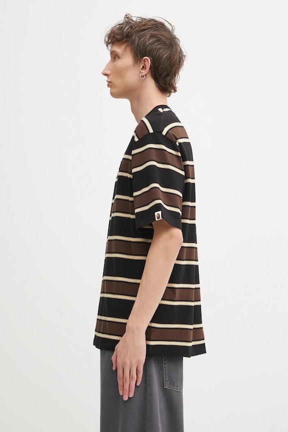 A Bathing Ape tricou One Point Strip 1L30109305 negru AW25
