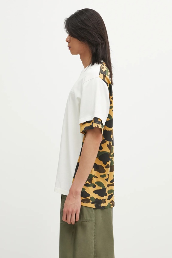 A Bathing Ape cotton t-shirt 1st Camo Heavy Washed Blocking 1L30109337 beige AW25