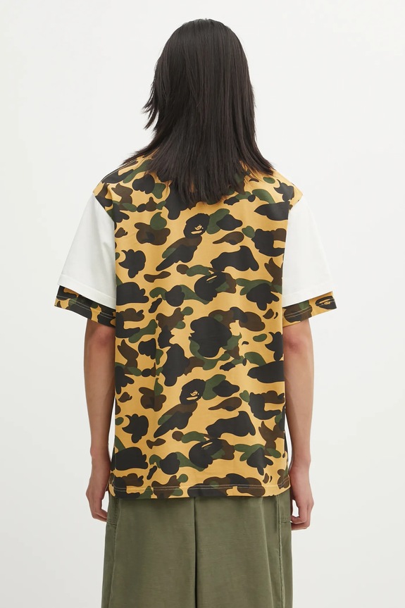 Clothing A Bathing Ape cotton t-shirt 1st Camo Heavy Washed Blocking 1L30109337 beige