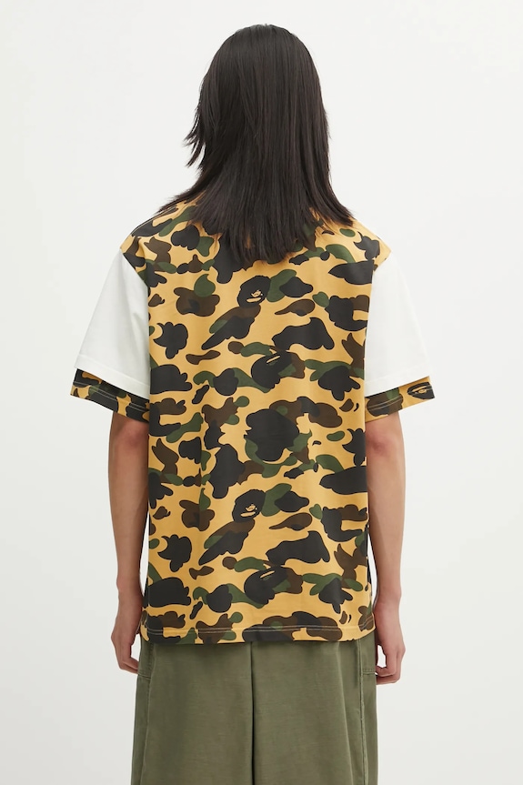 Clothing A Bathing Ape cotton t-shirt 1st Camo Heavy Washed Blocking 1L30109337 beige
