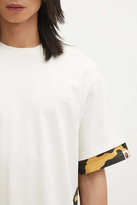 A Bathing Ape cotton t-shirt 1st Camo Heavy Washed Blocking beige 1L30109337