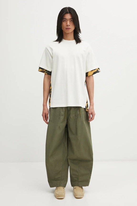 A Bathing Ape cotton t-shirt 1st Camo Heavy Washed Blocking 1L30109337 beige