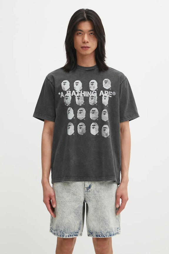 A Bathing Ape cotton t-shirt Garment Dye Logo relaxed black 1L30109348
