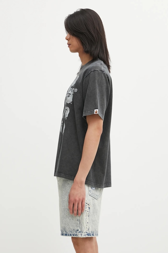 A Bathing Ape cotton t-shirt Garment Dye Logo 1L30109348 black AW25