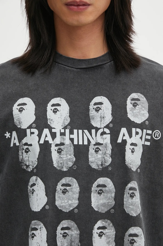 A Bathing Ape cotton t-shirt Garment Dye Logo black 1L30109348