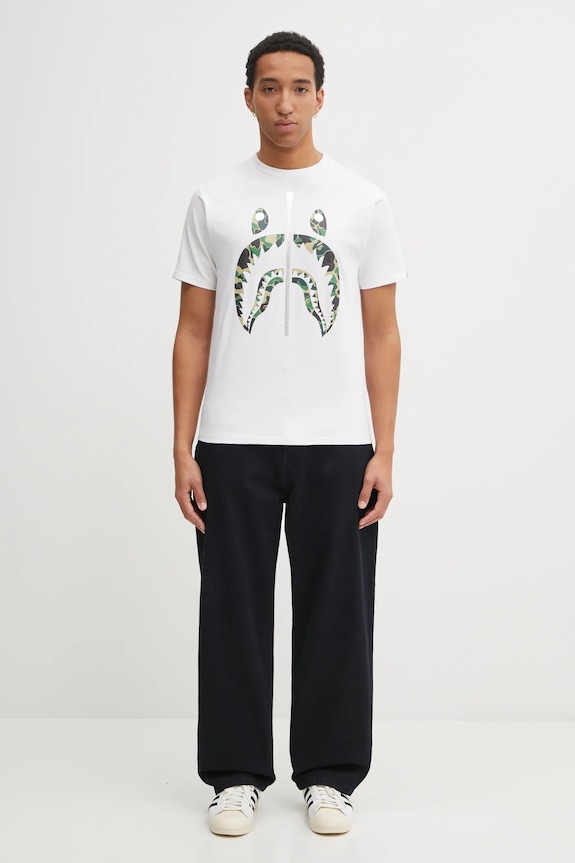 A Bathing Ape cotton t-shirt ABC Camo Shark 1L30110008 white