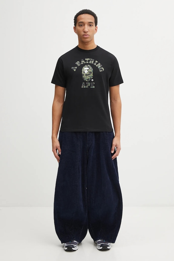 A Bathing Ape cotton t-shirt 1st Camo College 1L30110012 black