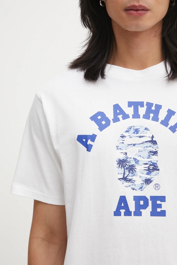 A Bathing Ape cotton t-shirt Palm Tree Camo College white 1L30110025