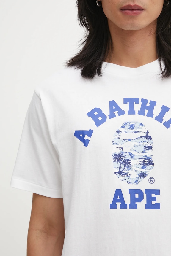 A Bathing Ape cotton t-shirt Palm Tree Camo College white 1L30110025