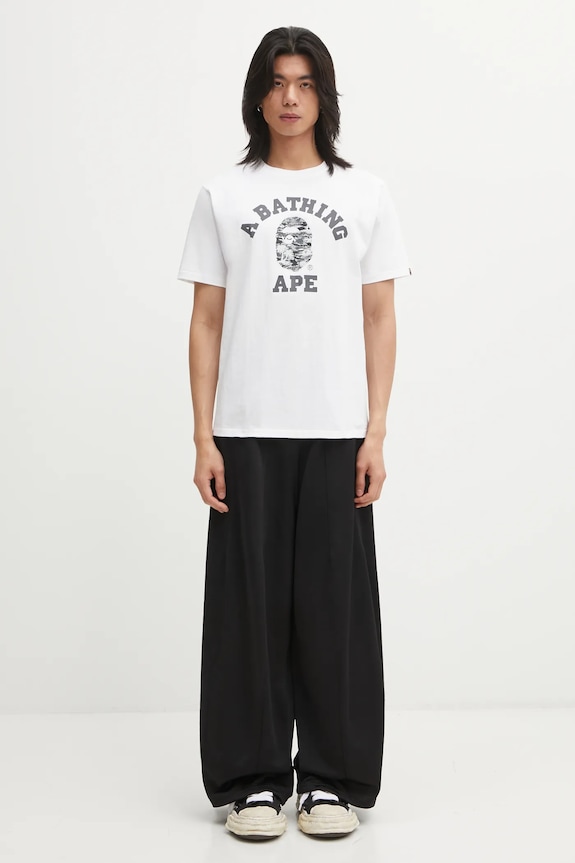 A Bathing Ape cotton t-shirt Palm Tree Camo College 1L30110025 white