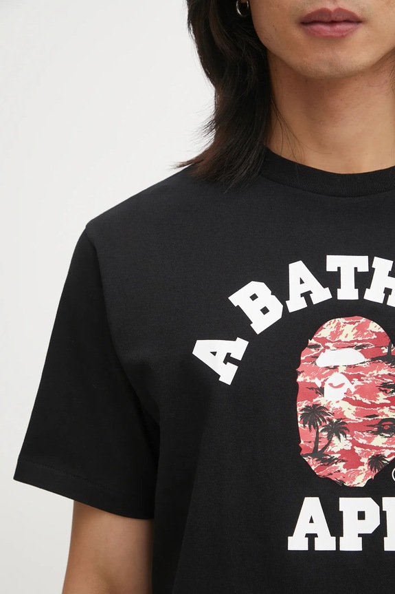 A Bathing Ape cotton t-shirt Palm Tree Camo College black 1L30110025