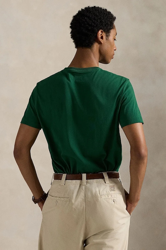 Βαμβακερό μπλουζάκι Polo Ralph Lauren 710671438. πράσινο SS26