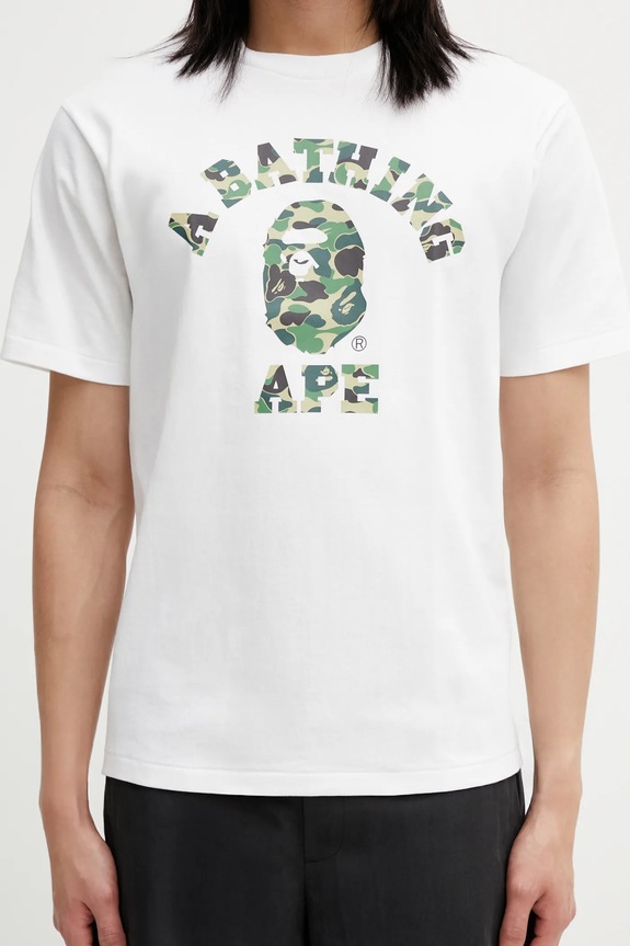 Pamučna majica A Bathing Ape ABC Camo College bijela 001TEL801005M