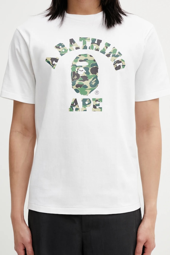 Pamučna majica A Bathing Ape ABC Camo College bijela 001TEL801005M