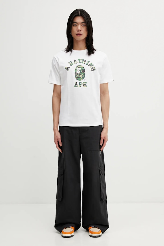 Pamučna majica A Bathing Ape ABC Camo College 001TEL801005M bijela