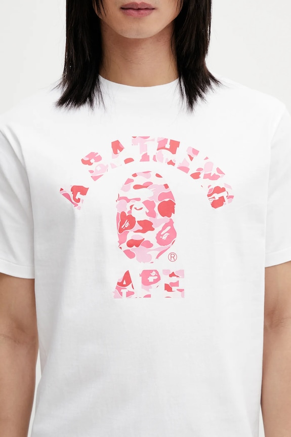 Pamučna majica A Bathing Ape ABC Camo College bijela 001TEL801005M