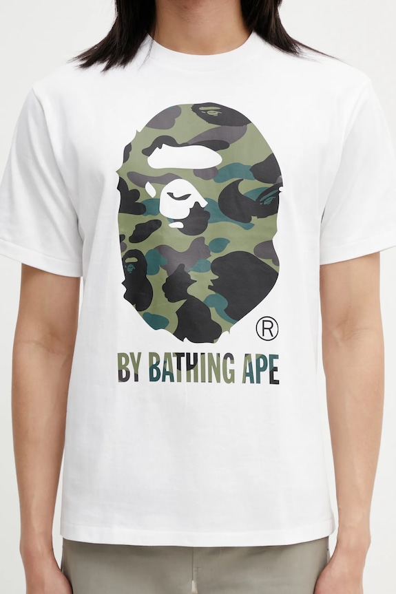 Бавовняна футболка A Bathing Ape 1st Camo білий 001TEL801013M