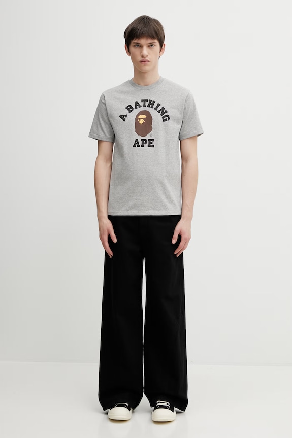 A Bathing Ape t-shirt in cotone College 001TEL801001M grigio