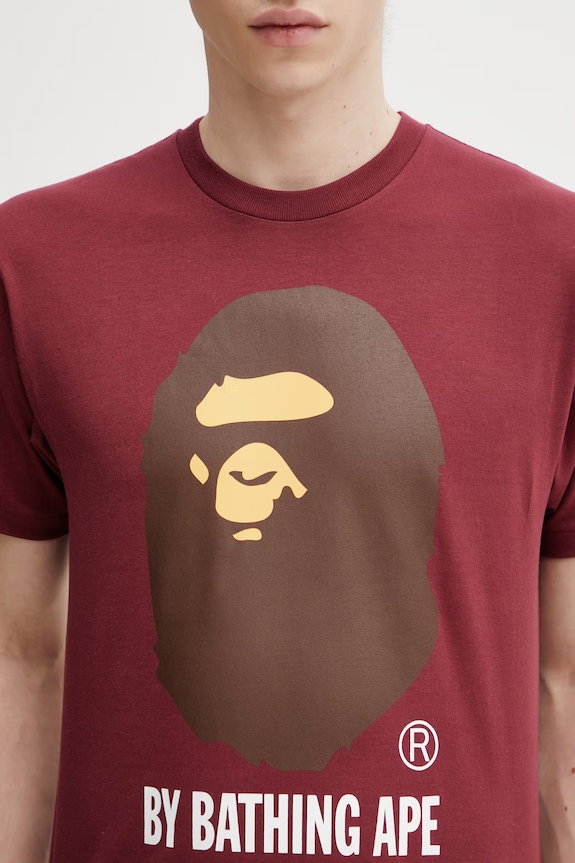 Хлопковая футболка A Bathing Ape By Bathing Ape бордо 001TEL801002M
