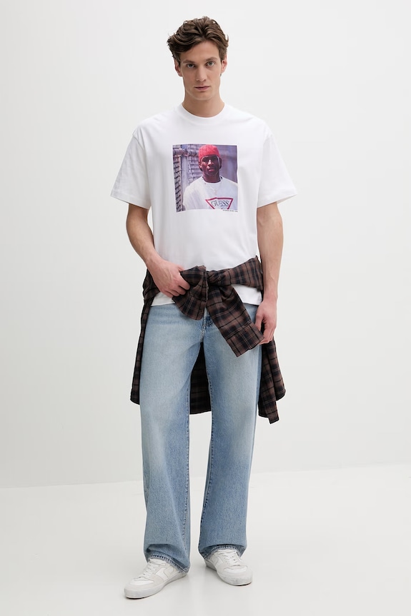 Bavlněné tričko Guess Jeans M5BI3G.K8FQ4 bílá AW25