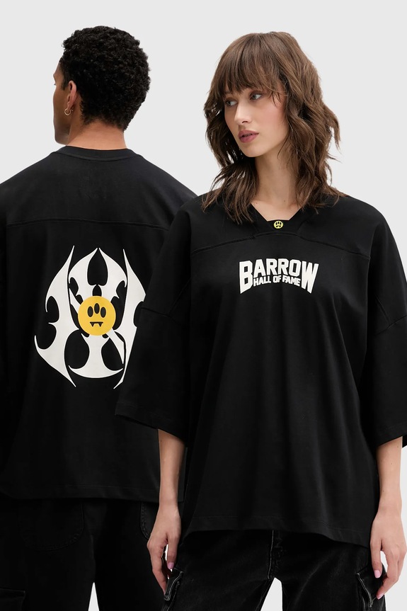 Barrow t-shirt bawełniany nadruk czarny F5BWUATH044