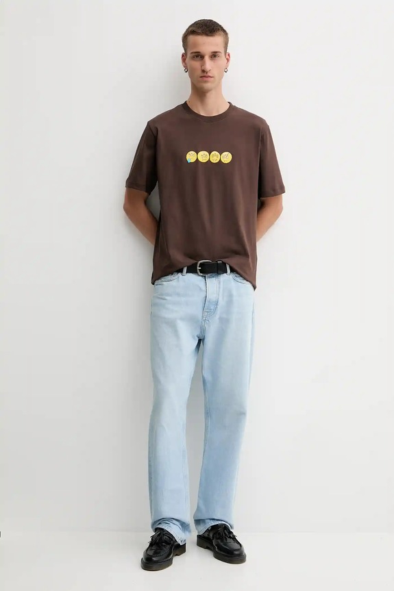 Βαμβακερό μπλουζάκι Barrow καφέ F5BWUATH085