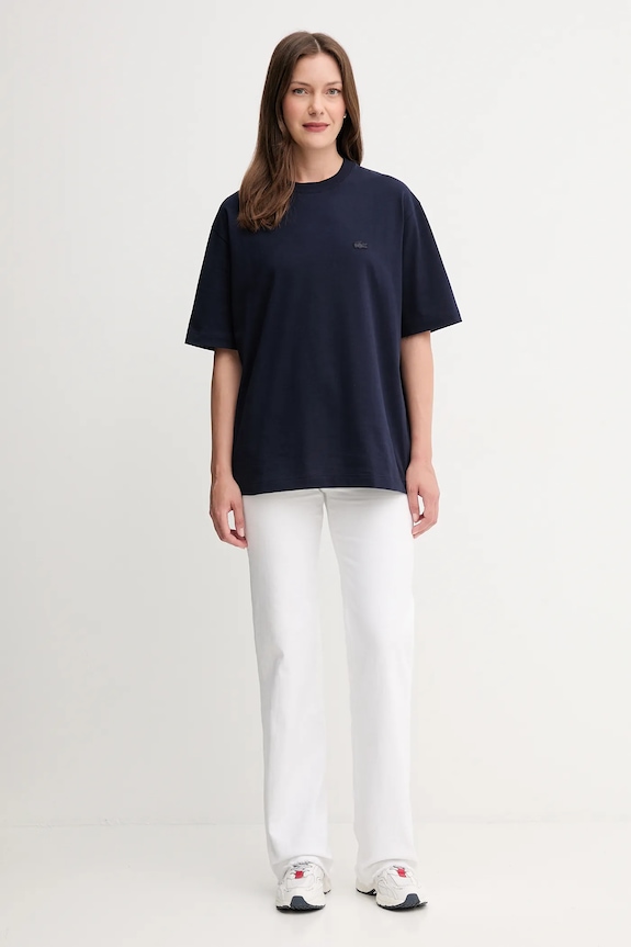 Βαμβακερό μπλουζάκι Lacoste TH7744 σκούρο μπλε