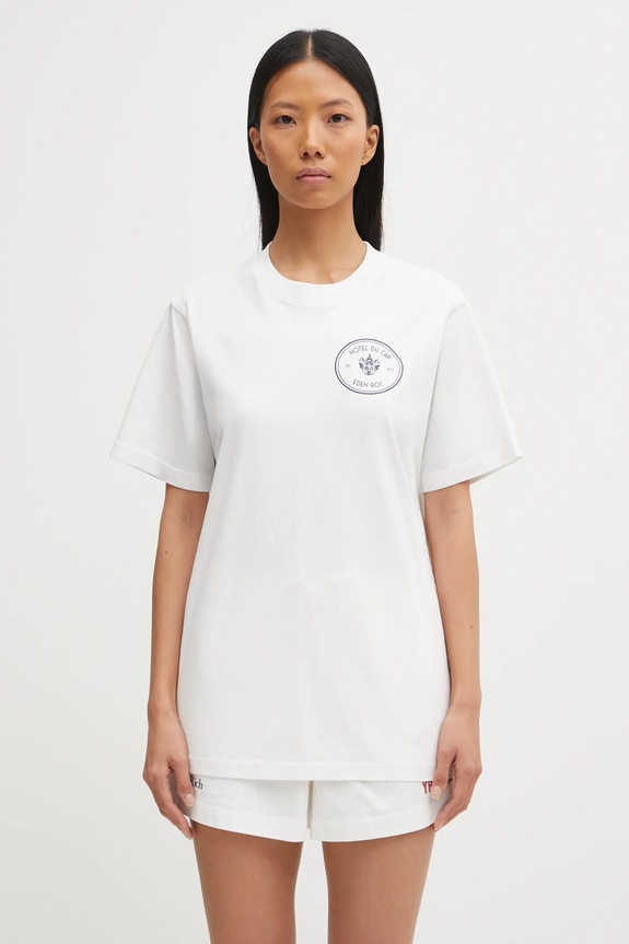 Памучна тениска Sporty & Rich Eden Crest Kennedy TO043501621WH01 бял AW25