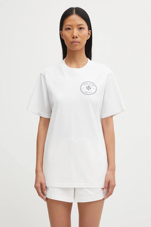Памучна тениска Sporty & Rich Eden Crest Kennedy TO043501621WH01 бял AW25