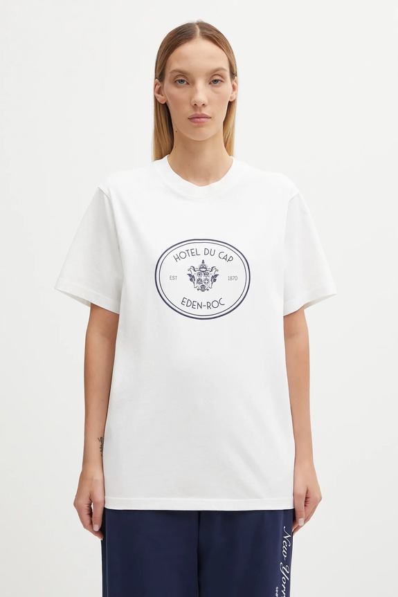Bavlněné tričko Sporty & Rich Eden Crest TO04360666WH01 bílá AW25