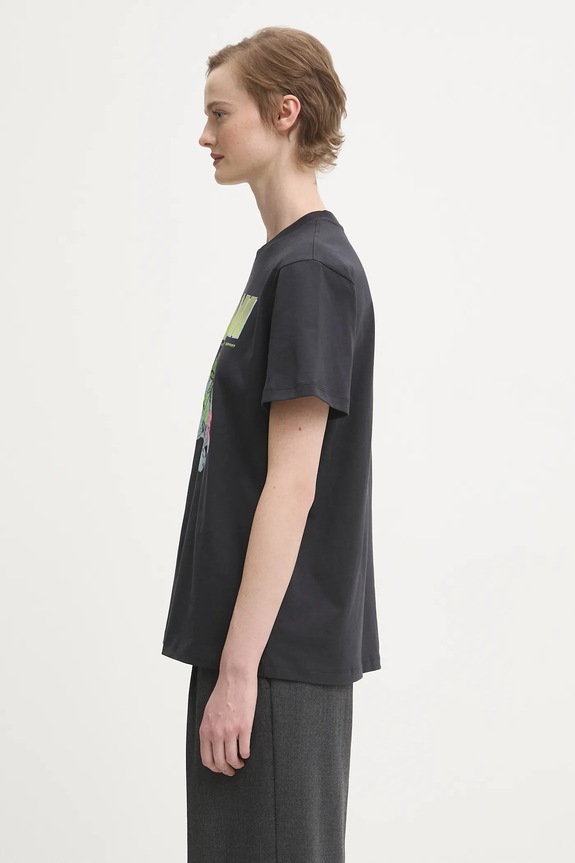 GANNI t-shirt bawełniany Basic Cotton Jersey Neon Puppy T4333 szary AW25