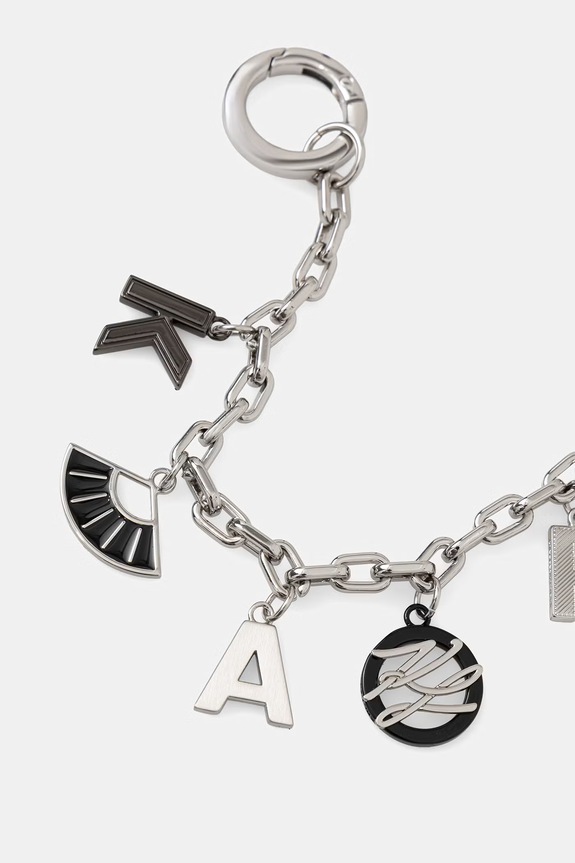 Karl Lagerfeld privjesak metalni bez kamena K/AUTOGRAPH B3W50058 srebrna AW26