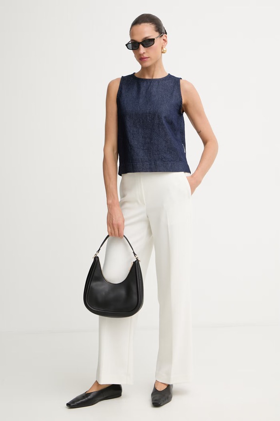 Marc O'Polo top damski z lnem 5000014449 granatowy AW26