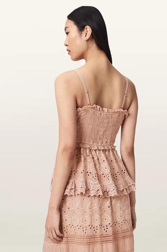 AllSaints top ženski z viskozo CAMILLE W046PE roza AW26