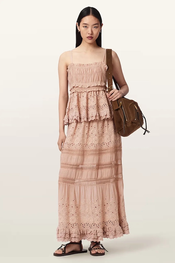 Oblačila AllSaints top ženski z viskozo CAMILLE W046PE roza