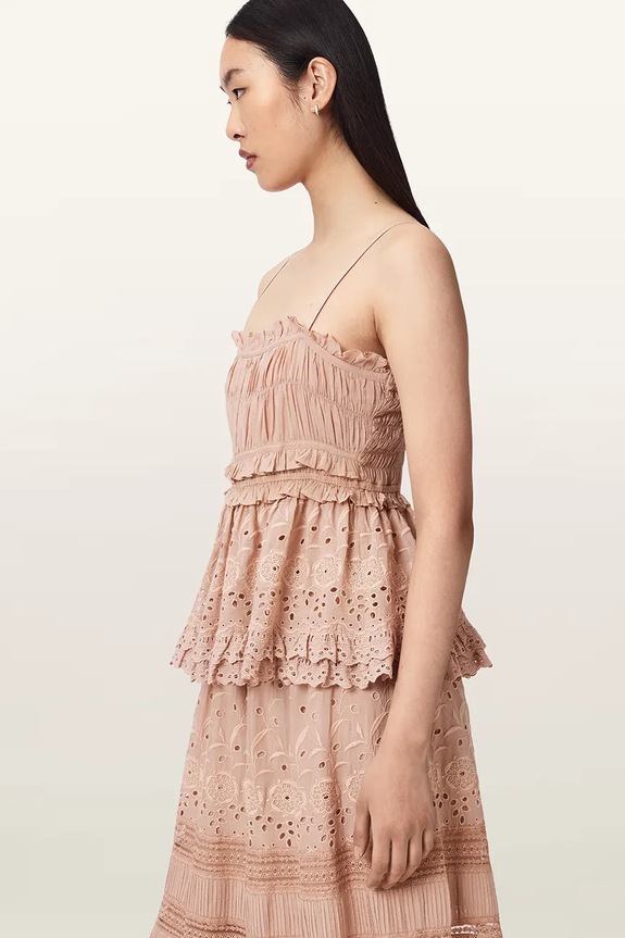 AllSaints top ženski z viskozo CAMILLE roza W046PE