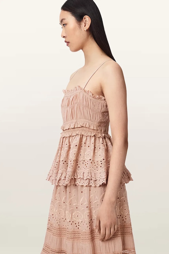 AllSaints top ženski z viskozo CAMILLE roza W046PE