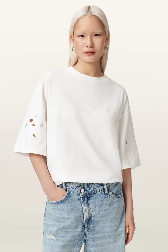 AllSaints T-shirt oversize damski bawełniany LOLA biały W113JE