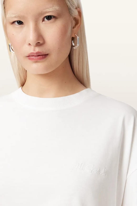 AllSaints T-shirt oversize damski bawełniany LOLA W113JE biały