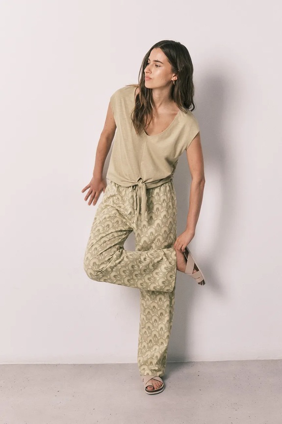 women'secret pijama din două piese pentru femei, din bumbac verde 3593049
