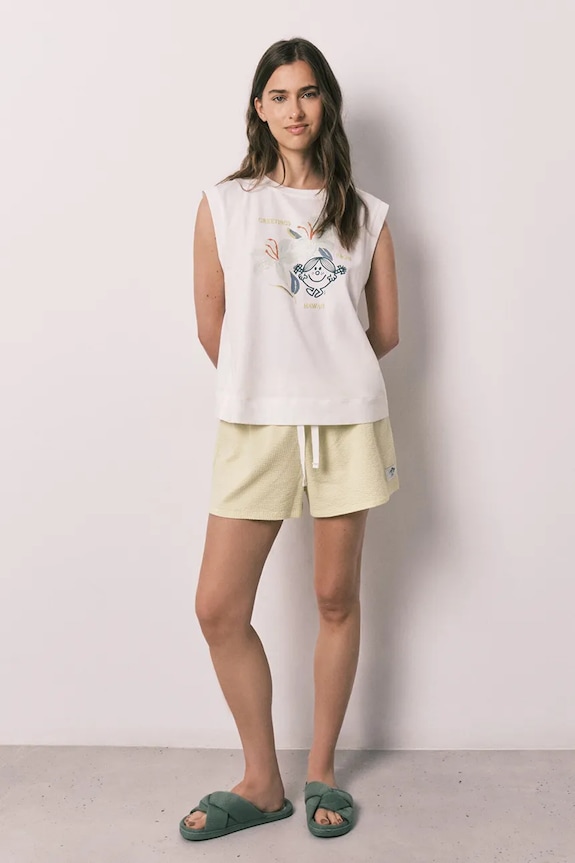 Oblačila women'secret dvodelna pižama ženska bombažna 3133533 bela
