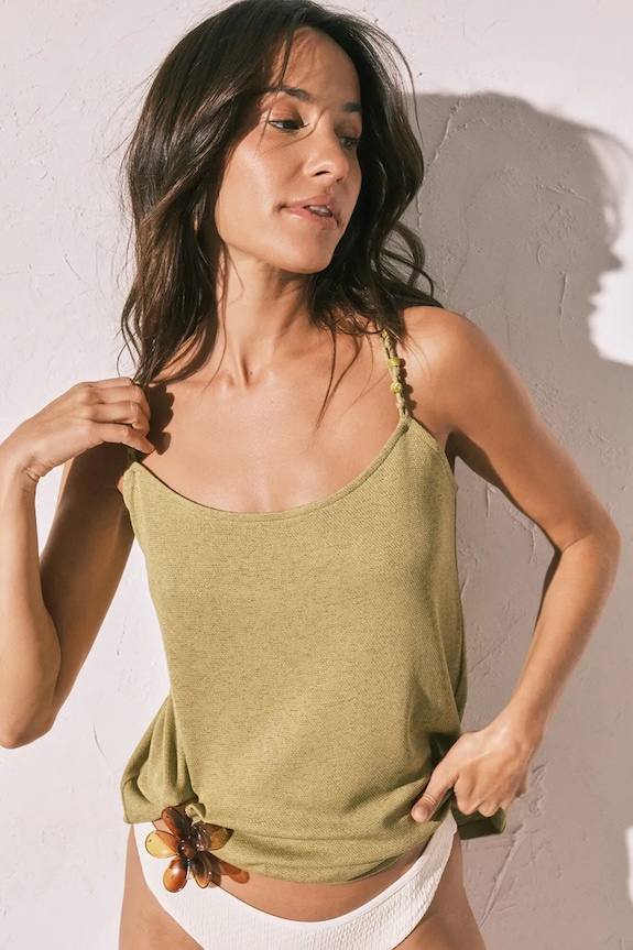 women'secret zgornji del pižame – top ženski z viskozo zelena 3273319