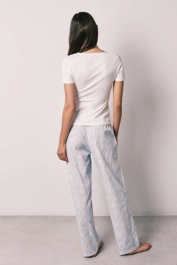 women'secret dvodelna pižama ženska bombažna z elastanom 3593079 bela AW26