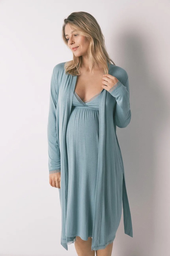 Odzież women'secret szlafrok damski z wiskozy 2173143 niebieski