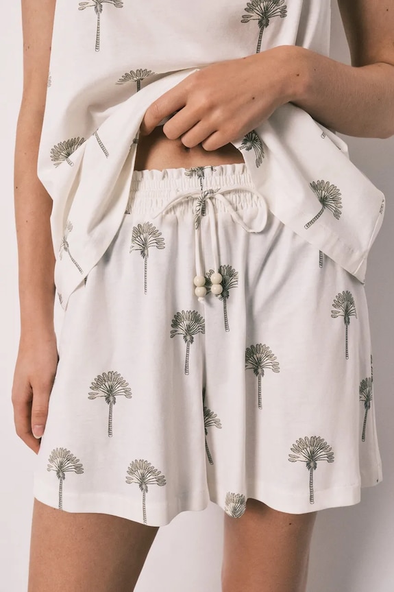 women'secret pijama din două piese pentru femei, din bumbac bej 3593048