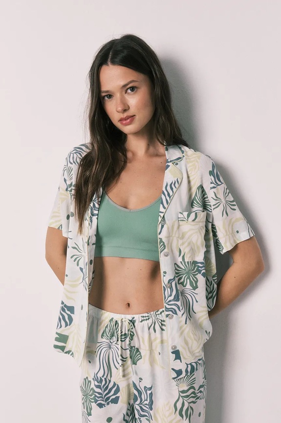 Îmbrăcăminte women'secret pijama din două piese pentru femei. din vâscoză 3133549 verde